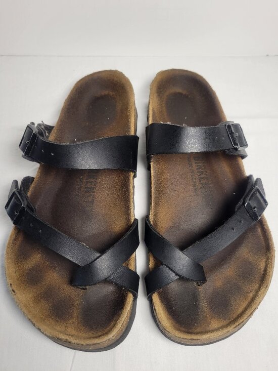 Birkenstock Shoes - Birkenstock Mayari Black Birko Flor Toe Loop Sandals Women's 5-5.5 EU 36